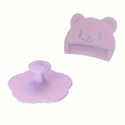 2pcs Baby Grooming Kit – Soft Silicone Brush & Gentle Comb (0–3Y)