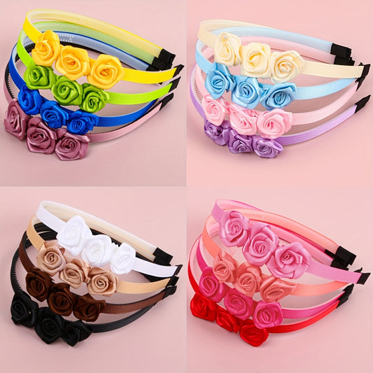 4pcs Fabric Flower Headbands – Cute, Versatile Hair Accessories