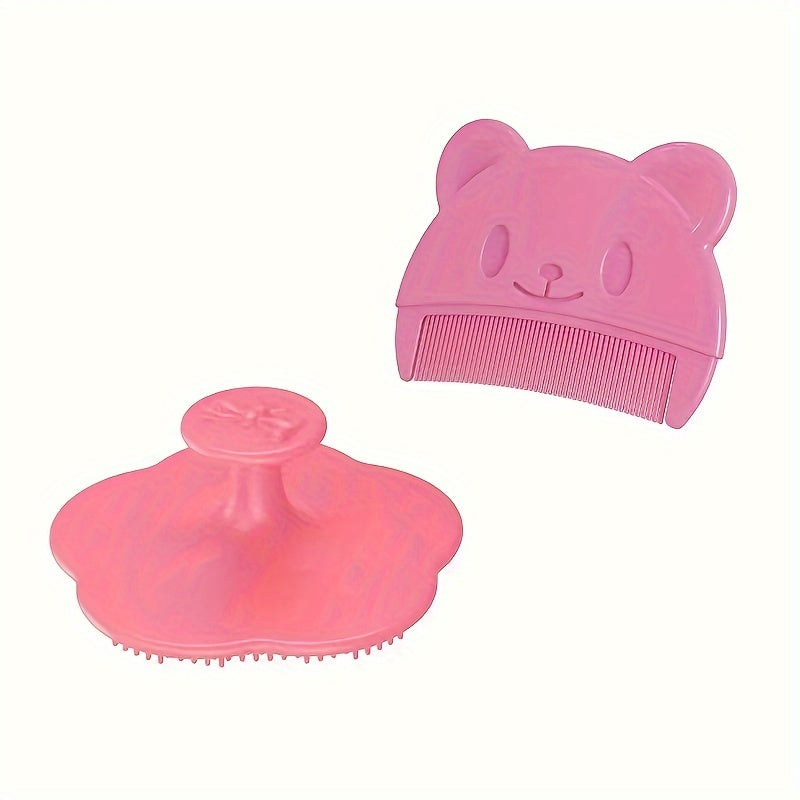 2pcs Baby Grooming Kit – Soft Silicone Brush & Gentle Comb (0–3Y)