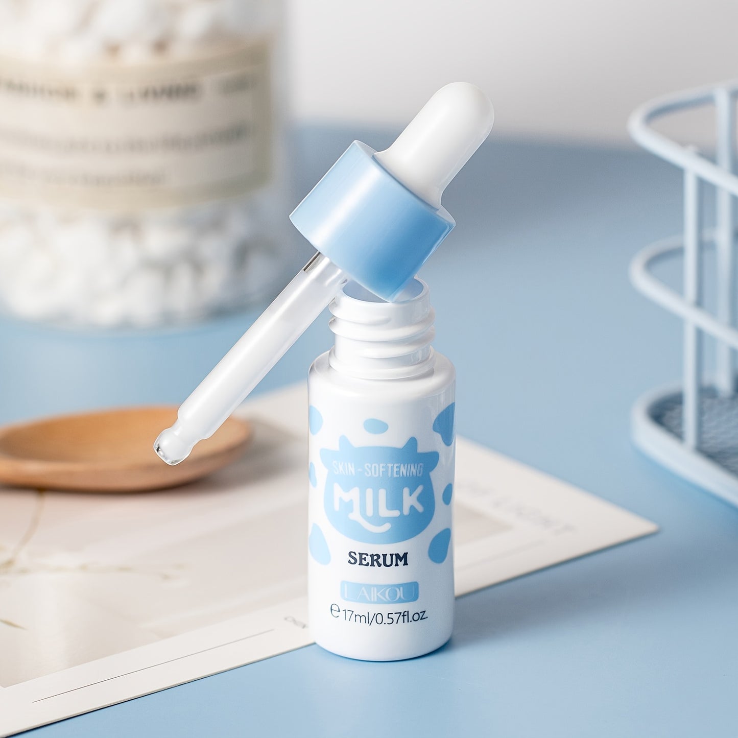 LAIKOU 5pcs Milk Skincare – Cleanser, Serum, Cream & Tools