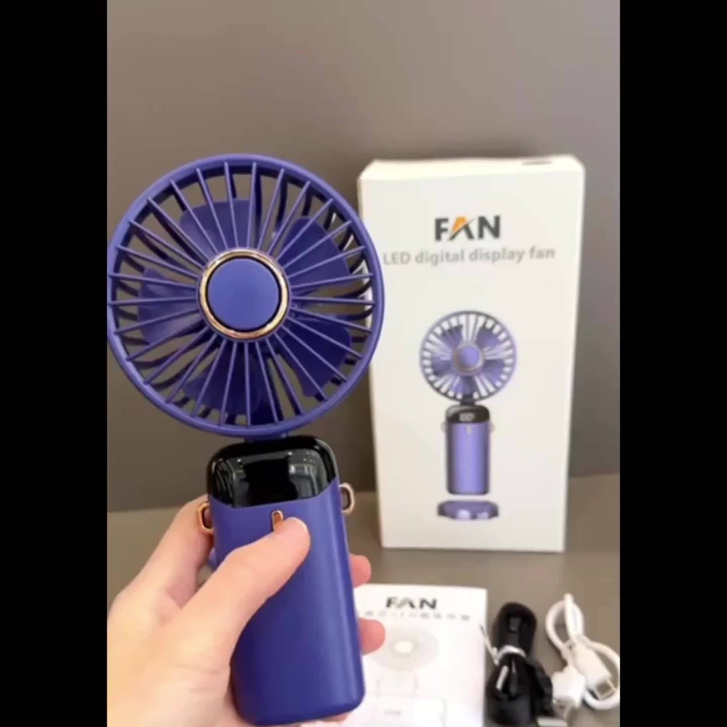 USB Mini Fan – 5 Speeds, LED Display, Compact & Travel-Ready