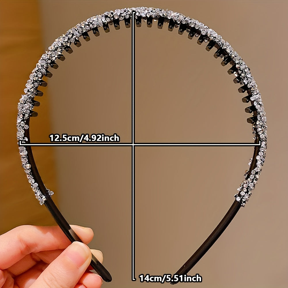 1/2/3pcs Sparkling Resin Teethed Hairbands for Girls – Black & Clear, All-Season Fashion Accessory