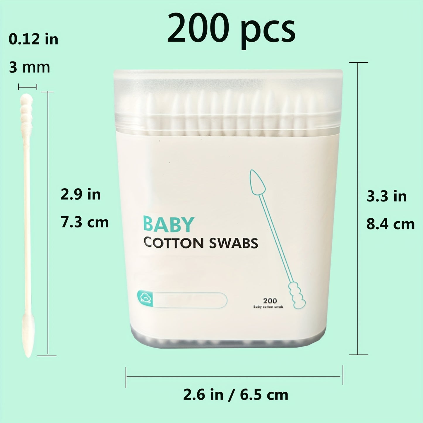 CHERRY PARK Swabs (200pcs) – Gentle, Safe Cleaning for Kids Ages 3–6